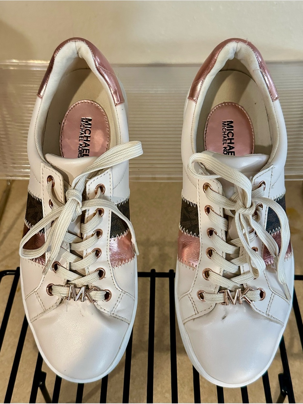 Michael Kors cream leather sneakers